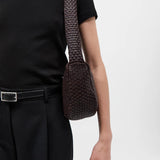 St Agni Lattice Weave Crescent Bag in Port