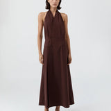 St Agni Halter Wrap Dress in Liqueur