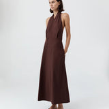 St Agni Halter Wrap Dress in Liqueur