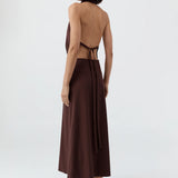 St Agni Halter Wrap Dress in Liqueur