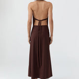 St Agni Halter Wrap Dress in Liqueur