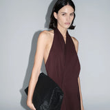 St Agni Halter Wrap Dress in Liqueur
