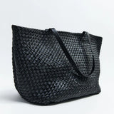 St Agni Large Woven Trapeze Bag in Black