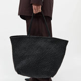 St Agni Large Woven Trapeze Bag in Black