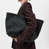 St Agni Large Woven Trapeze Bag in Black