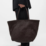 St Agni Large Woven Trapeze Bag in Chocolate