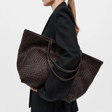 St Agni Large Woven Trapeze Bag in Chocolate