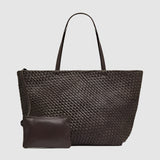 St Agni Large Woven Trapeze Bag in Chocolate
