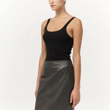 St Agni Leather Pencil Skirt In Khaki