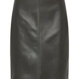St Agni Leather Pencil Skirt In Khaki