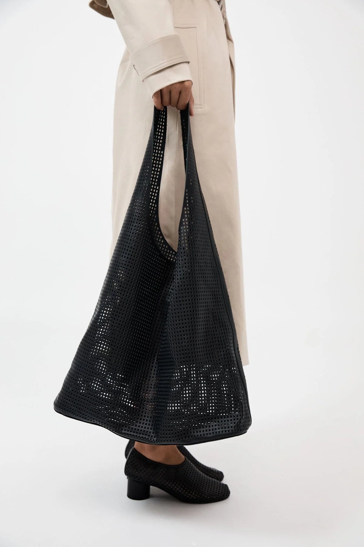 St Agni Perforated Soft Tote in Black