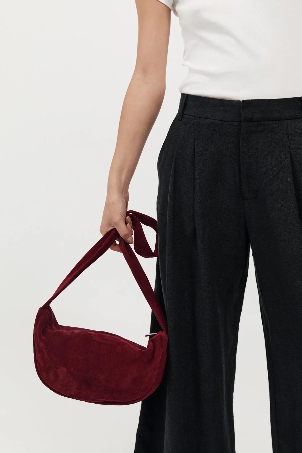 St Agni Soft Crescent Bag in Rouge