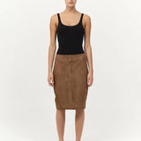 St Agni Suede Pencil Skirt In Toffee