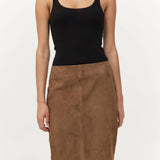St Agni Suede Pencil Skirt In Toffee