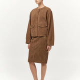 St Agni Suede Pencil Skirt In Toffee