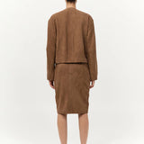 St Agni Suede Pencil Skirt In Toffee