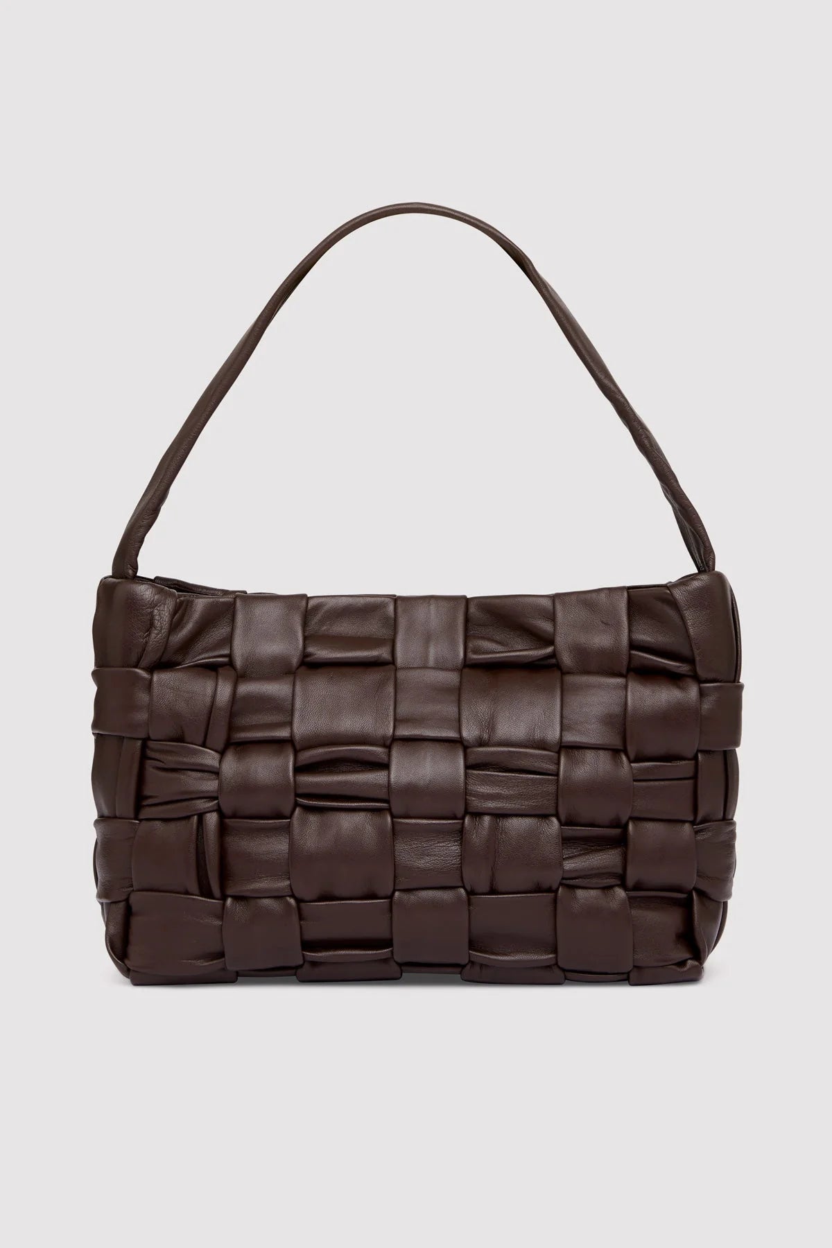 St Agni Textured Mini Woven Tote in Chocolate