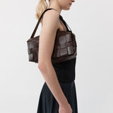 St Agni Woven Slim Tote in Chocolate