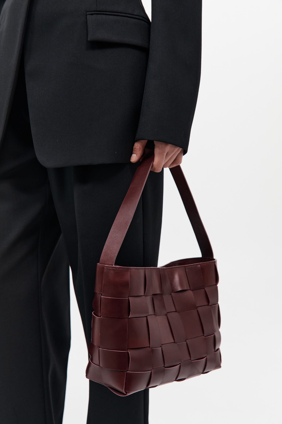 St Agni Woven Mini Tote in Plum