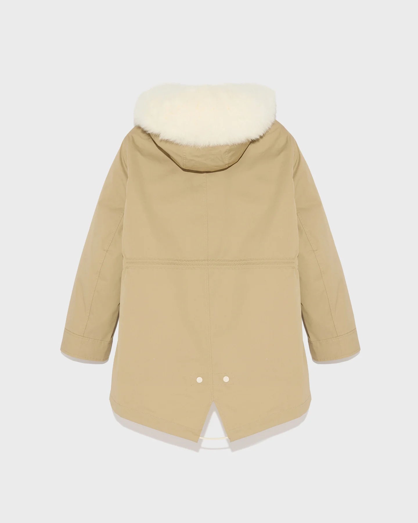 Yves Salomon Parka 72cm in Sable and Ivory