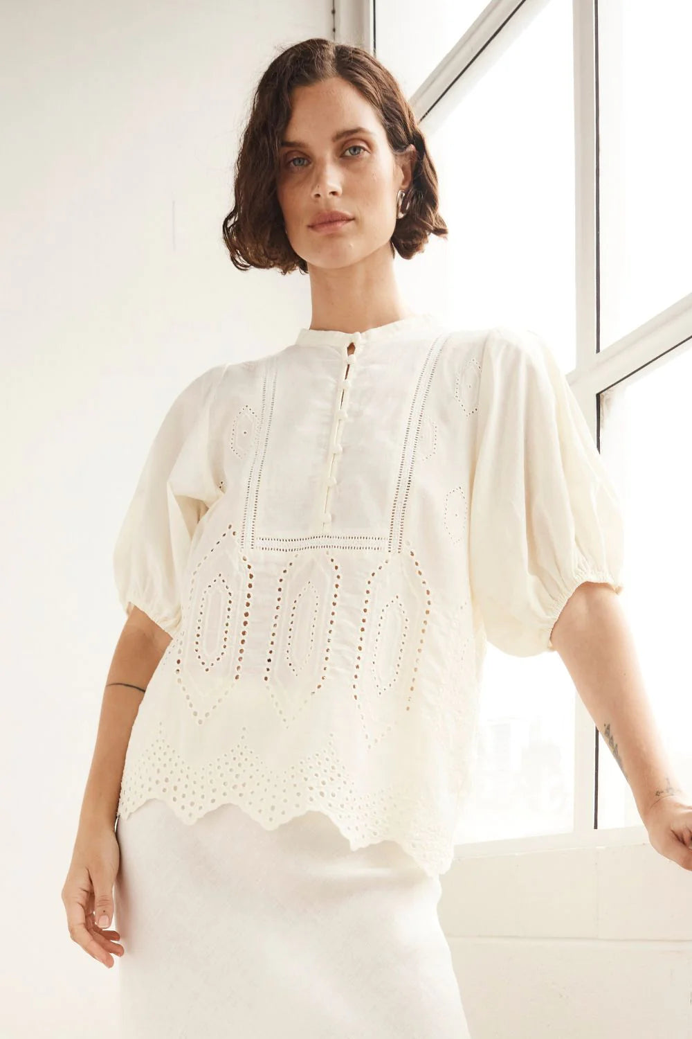 Zoe Kratzmann Gleam Top in Cream Broderie