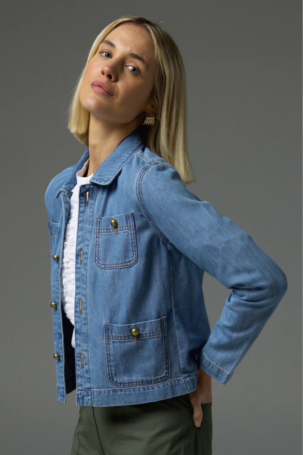 Zoe Kratzmann Palpable Jacket in Light Washed Denim