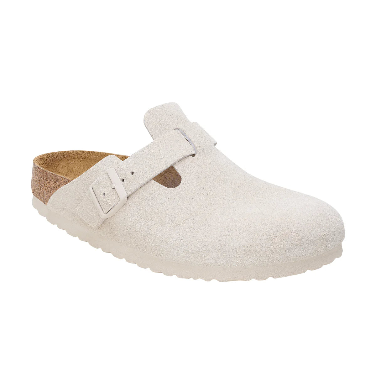 Birkenstock Boston SFB in Antique White Suede Narrow