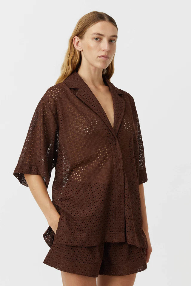 Camilla and Marc Agna Lace Shirt in Mocha