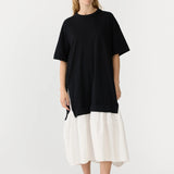Bassike Contrast Paneled Dress in Black and Natural