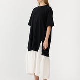 Bassike Contrast Paneled Dress in Black and Natural
