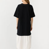 Bassike Contrast Paneled Dress in Black and Natural