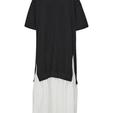 Bassike Contrast Paneled Dress in Black and Natural