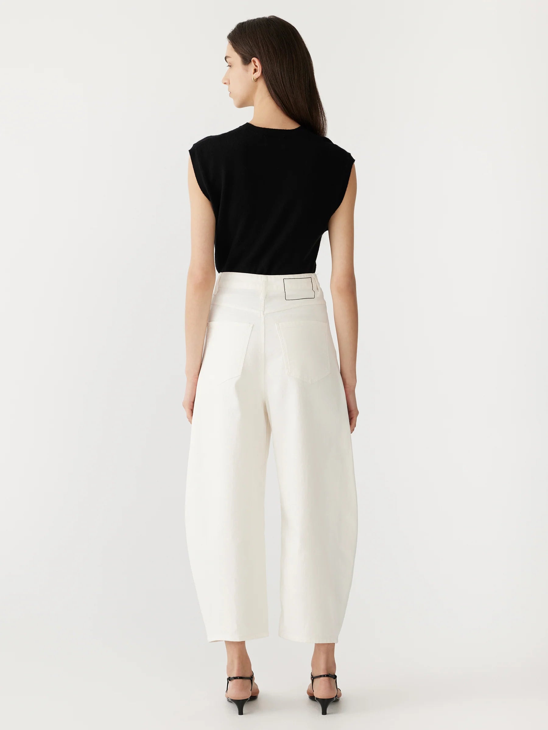 Bassike Cotton Twill Barrel Leg Pant in White