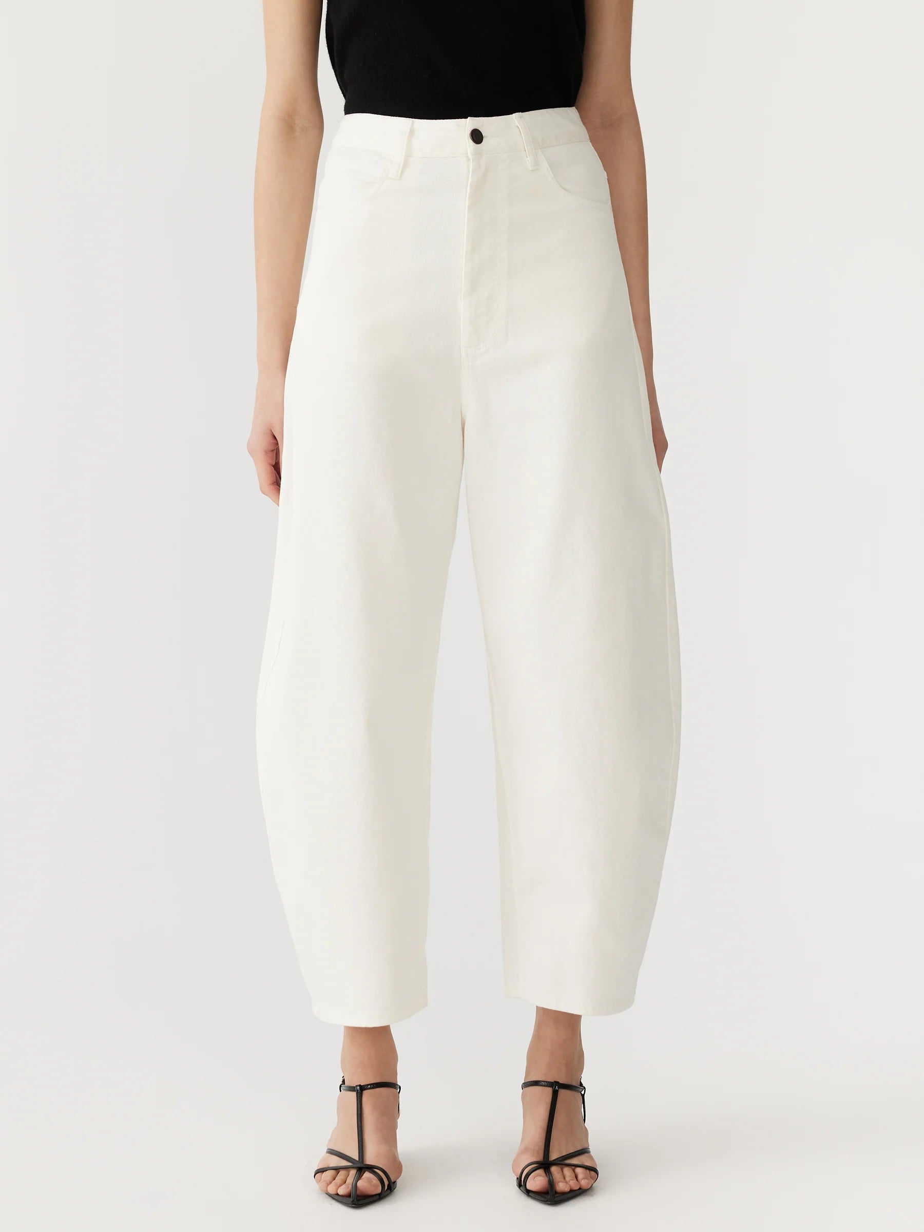 Bassike Cotton Twill Barrel Leg Pant in White