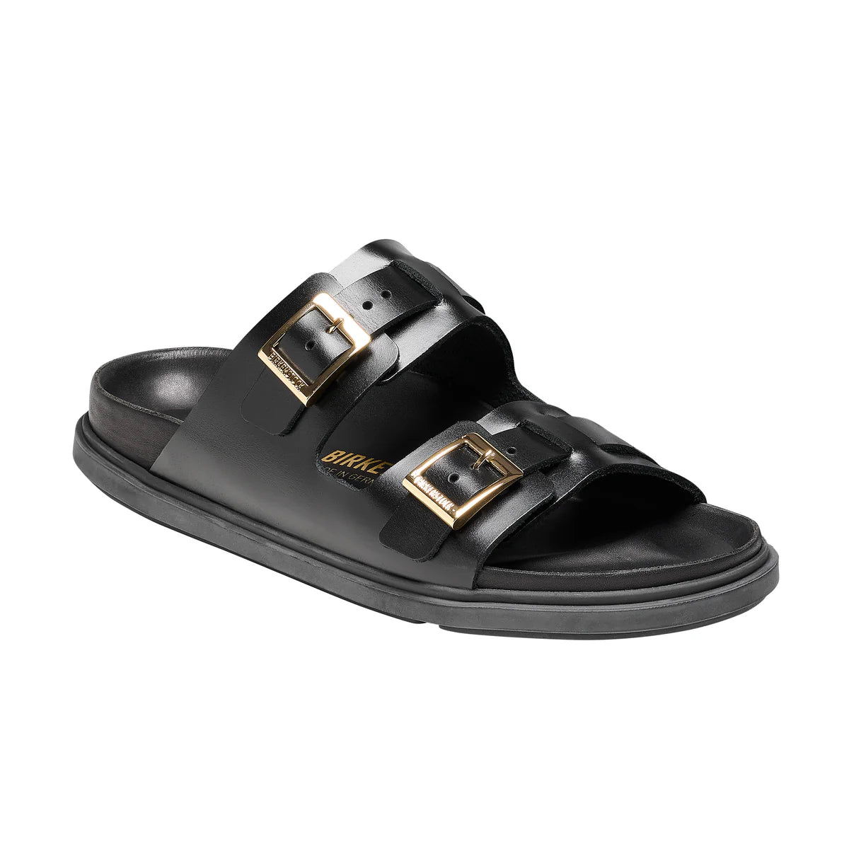 Birkenstock St Barths in Black Natural Leather Narrow