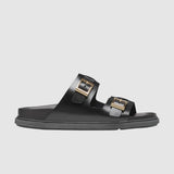 Birkenstock St Barths in Black Natural Leather Narrow