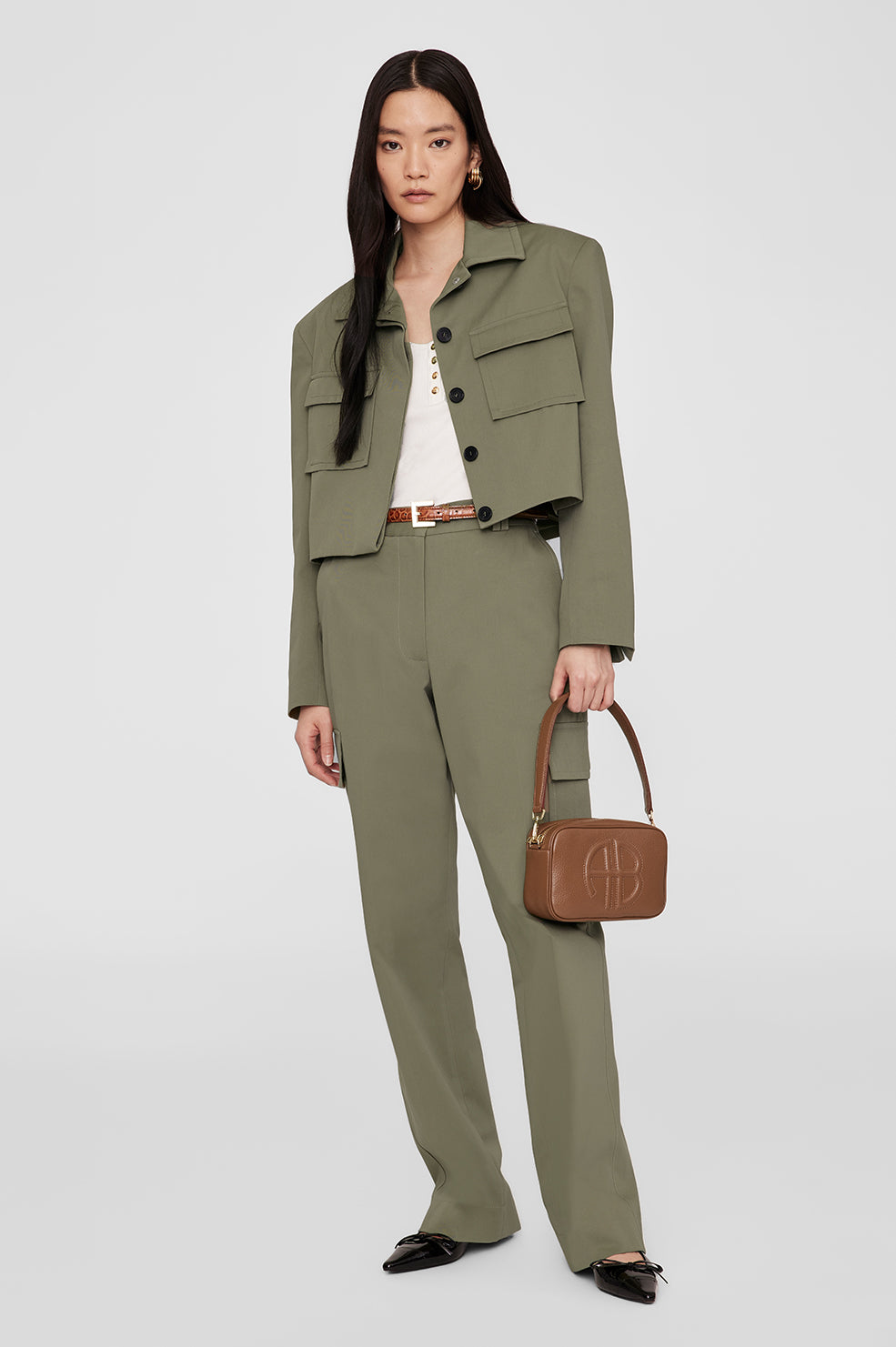 Anine Bing Dayton Cargo Pant in Olive