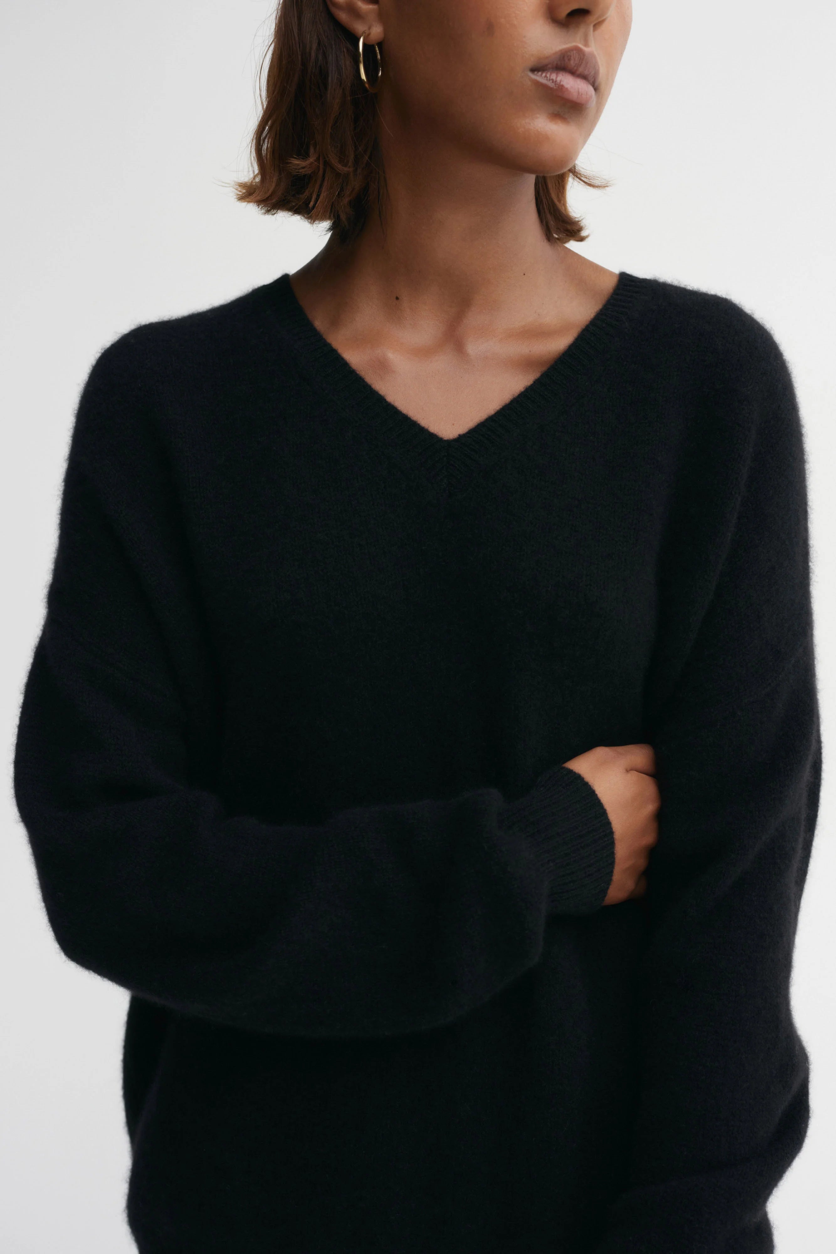 Almada Zaya V Neck Sweater in Black