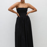 Matteau Shirred Bodice Dress in Black