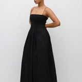 Matteau Shirred Bodice Dress in Black