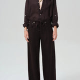 Citizens of Humanity Brynn Linen Drawstring Trouser in Chocolate