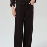 Citizens of Humanity Brynn Linen Drawstring Trouser in Chocolate