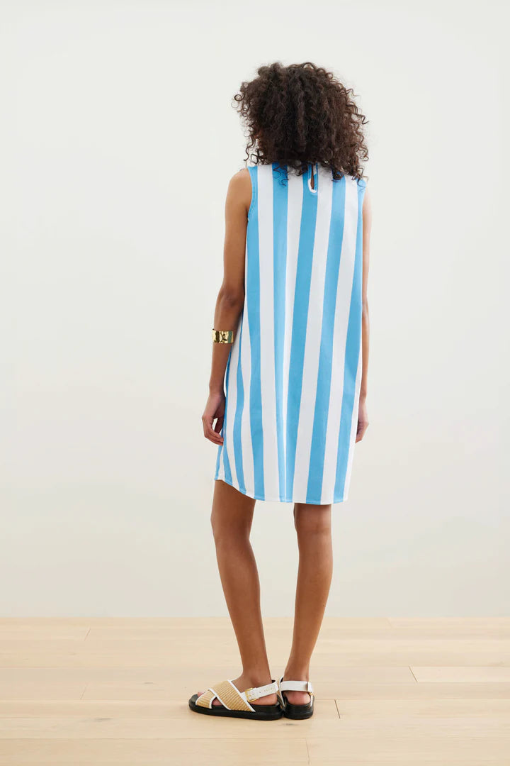 Binny Central Markets Shift Dress in Blue and White Stripe