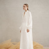 Luxe De Valentina Plaza Kaftan in White Fine Linen