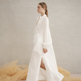 Luxe De Valentina Plaza Kaftan in White Fine Linen