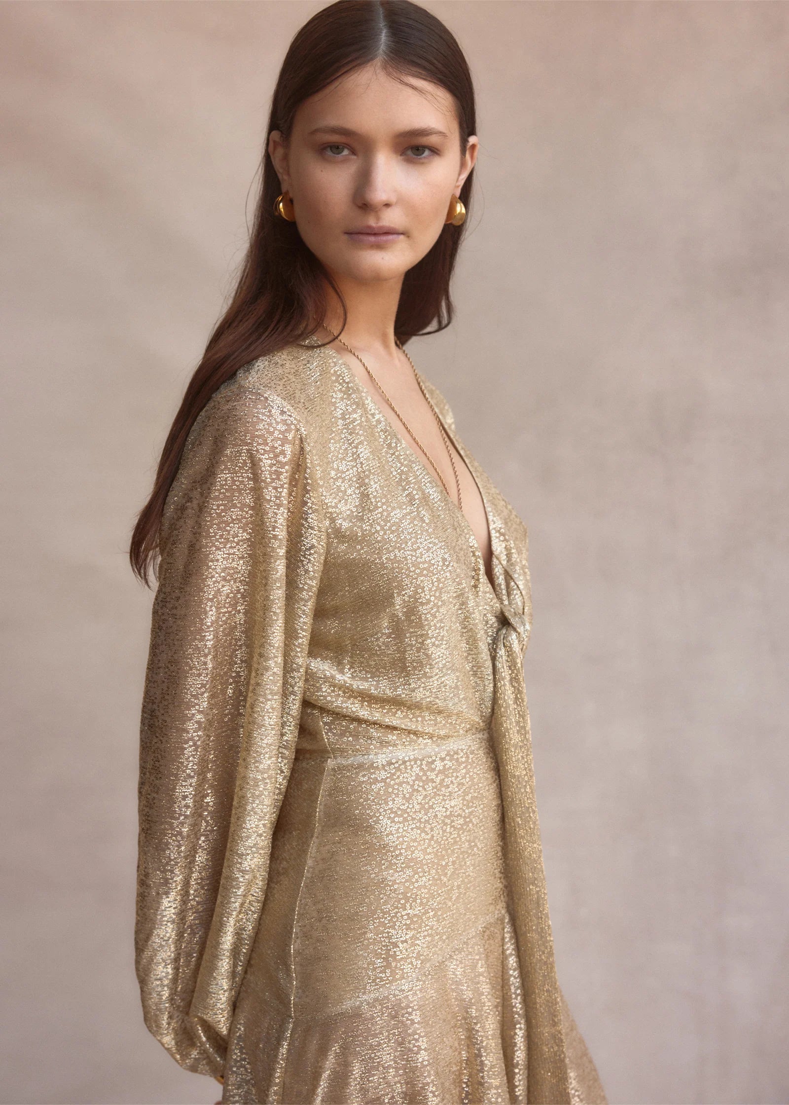 Luxe De Valentina Fontana Maxi Dress in Gold Supernova