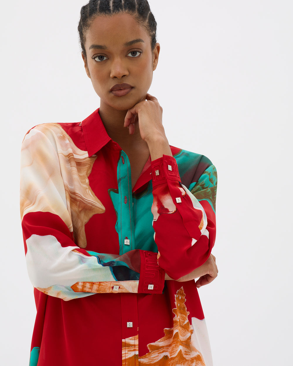 Muma World Murex Long Sleeve Silk Shirt in Red