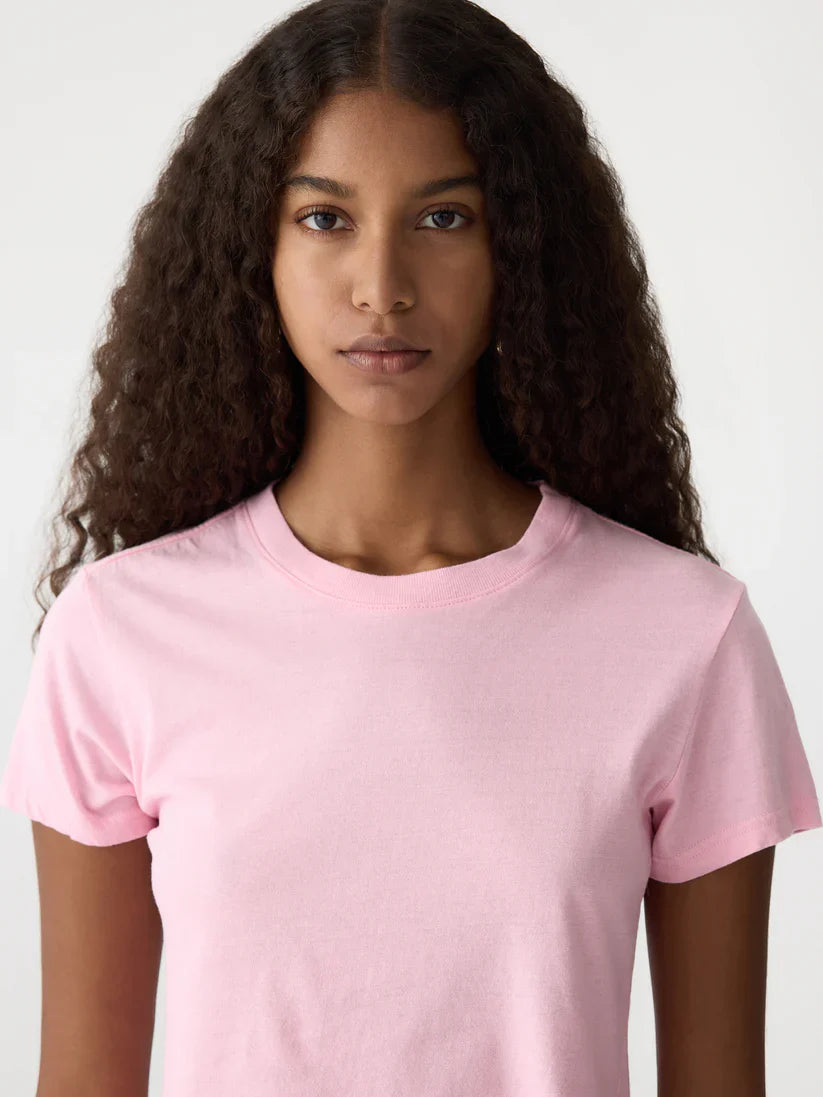 Bassike Raw Edge Baby T-Shirt in Candy Pink