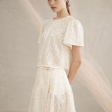 Luxe De Valentina Alba Top in Ivory Cotton with Sequins