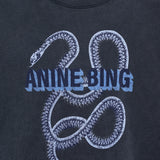 Anine Bing Harvey Crew Sweatshirt Snake in Washed Black